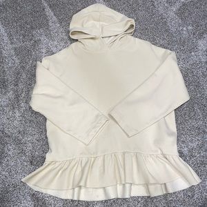Zara Ruffle Bottom Hoodie in Cream - Size M